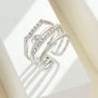 Sterling Silver Pearl Eardrop Frame Women's Multi-layer Open Ring