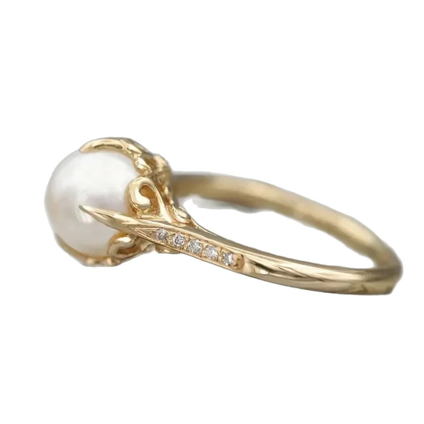 European And American Fashion Retro Exquisite Gold-plated Ring Niche Hundred