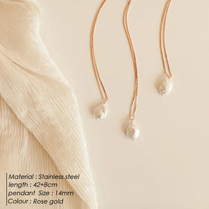 Baroque Freshwater Pearl Necklace Pendant Gold Plated Chain Necklace