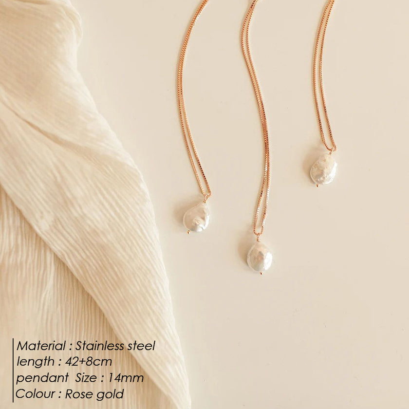 Baroque Freshwater Pearl Necklace Pendant Gold Plated Chain Necklace