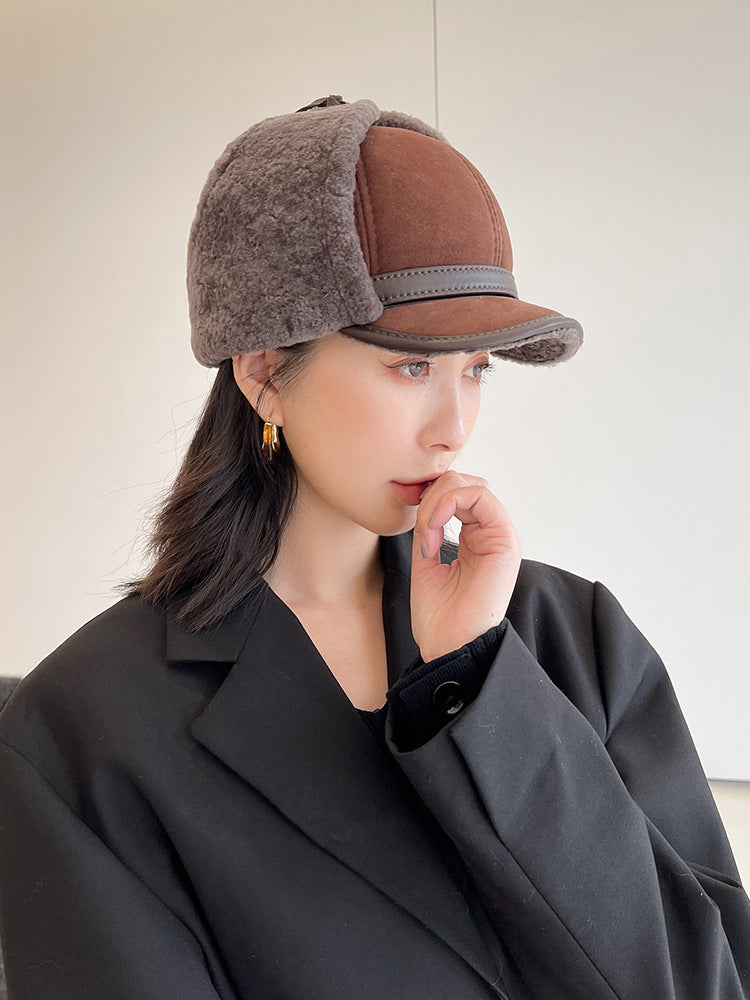 Fur Integrated Winter Thickened Earflaps Leather Hat