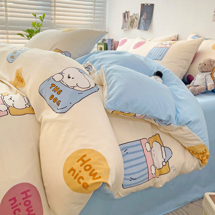 Washed Cotton Four-piece Bedding Set Student Dormitory