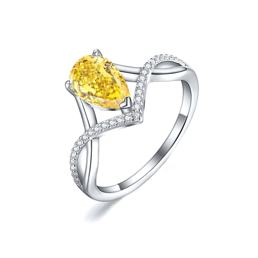 S925 Sterling Silver Inlaid High Carbon Rhinestone Ring Women