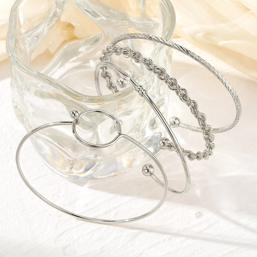 Fashion Hollowed-out Round Geometric Open Bracelet