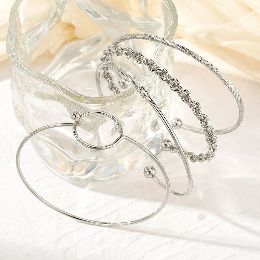 Fashion Hollowed-out Round Geometric Open Bracelet