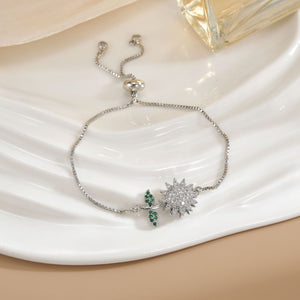 Simple Rotatable Flower Color-preserving Pure Copper Gold-plated Bracelet