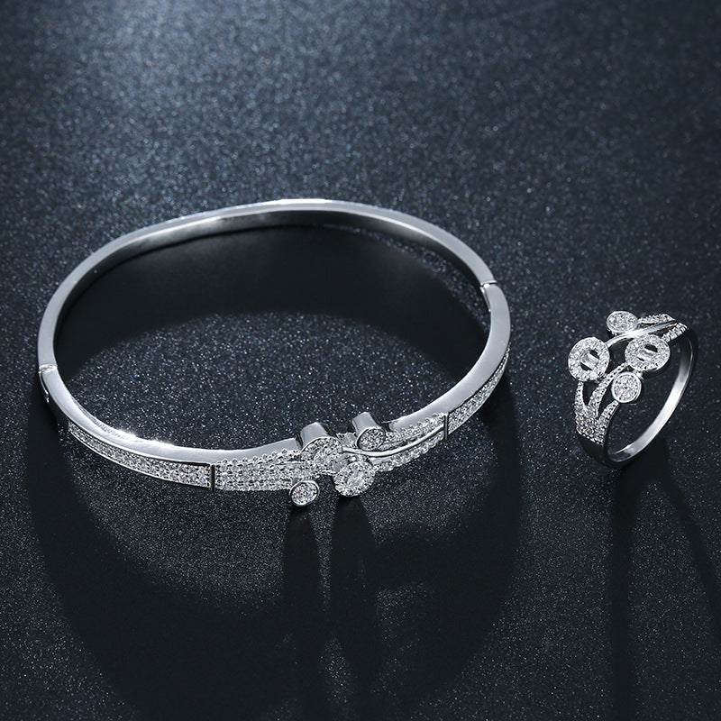 Zircon Open Buckle Copper Bracelet