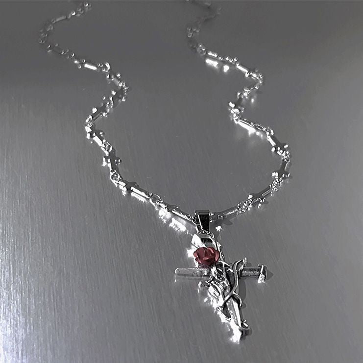 Sweet Cool Cross Red Gothic Necklace Retro Dark