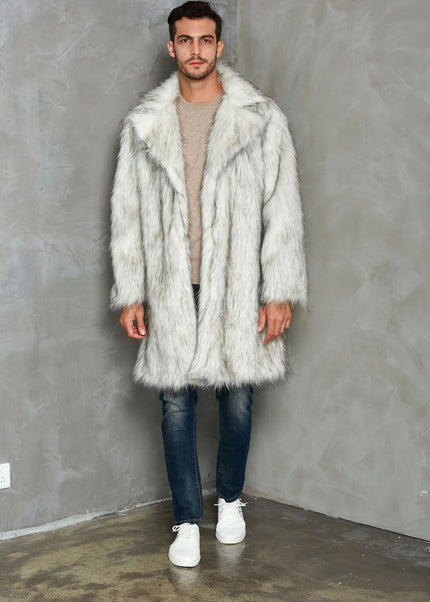 Men's Fashion Tailored Suit Collar Faux Fur Coat