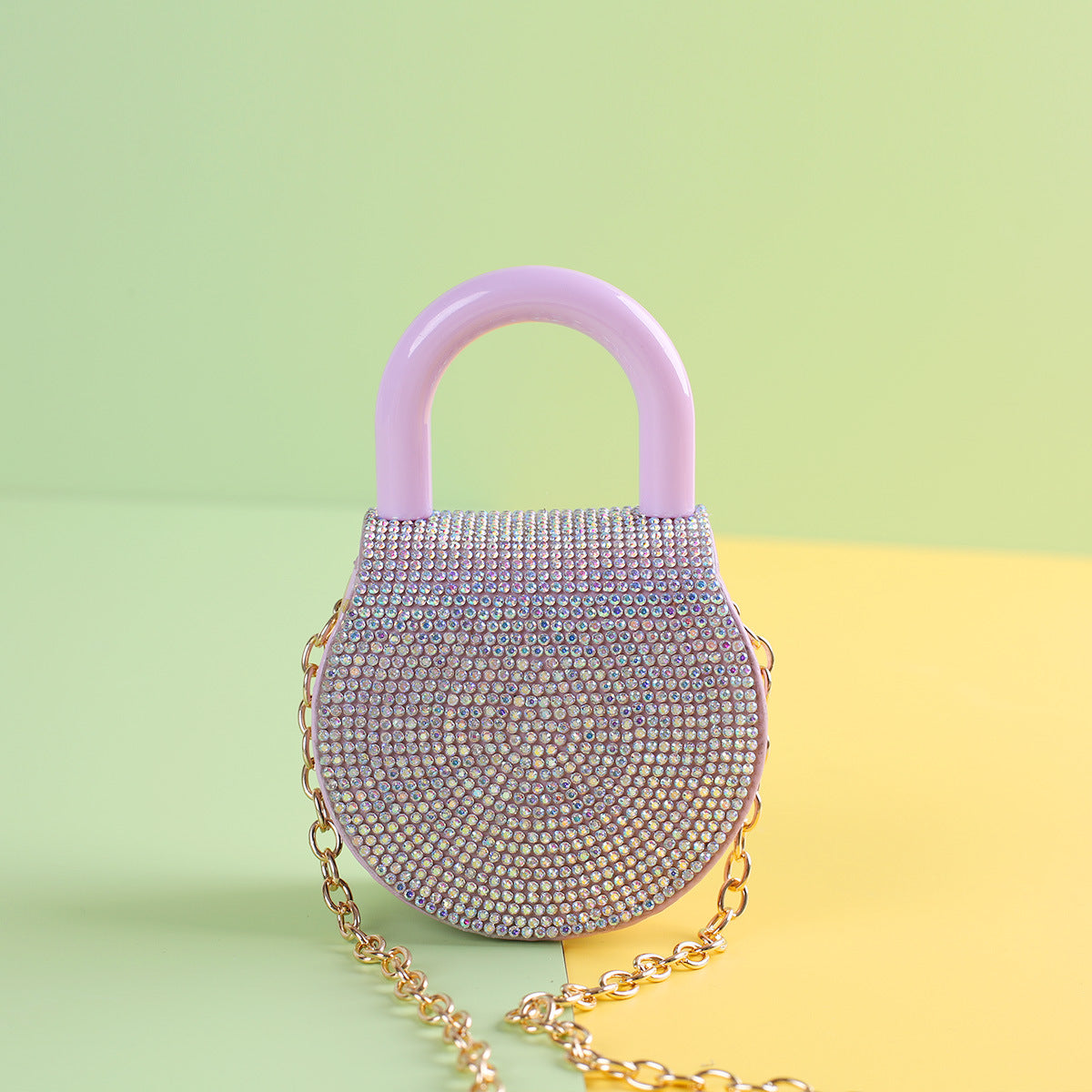 Handle Advanced Small Round Bag Simple With Diamond