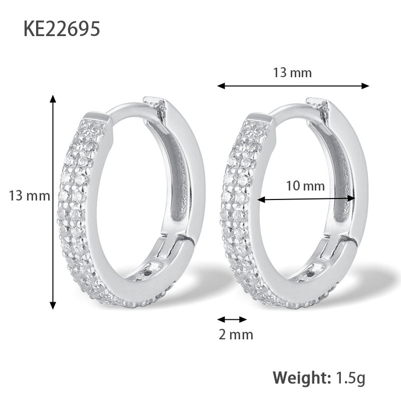 Women's Simple Graceful Big Circle Fine Zircon-embedded Earrings