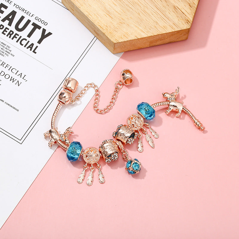 Rose Gold Tassel Mengnet Charm Women's Bracelet