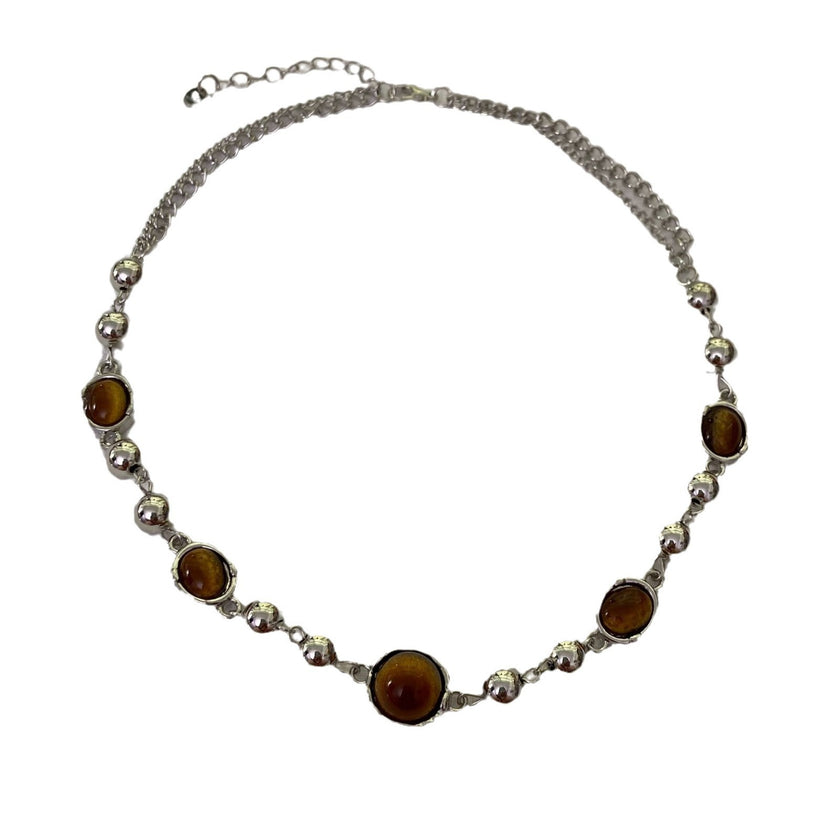 Maillard Tigereye Beaded Necklace Women's Retro High Sense