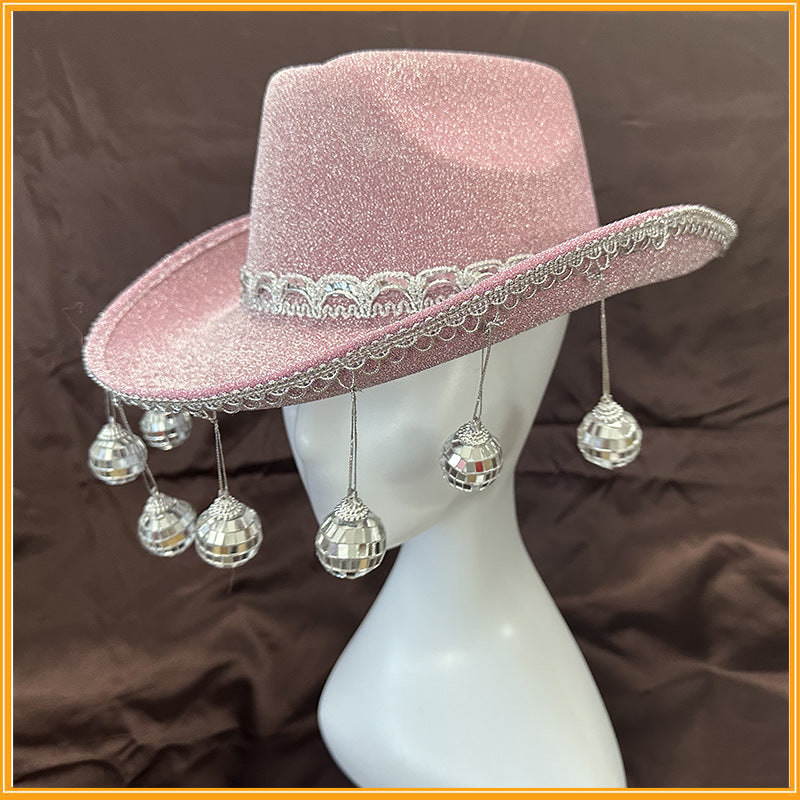 Gold Powder Ball Carnival Party Nightclub Cowboy Hat Halloween Costume