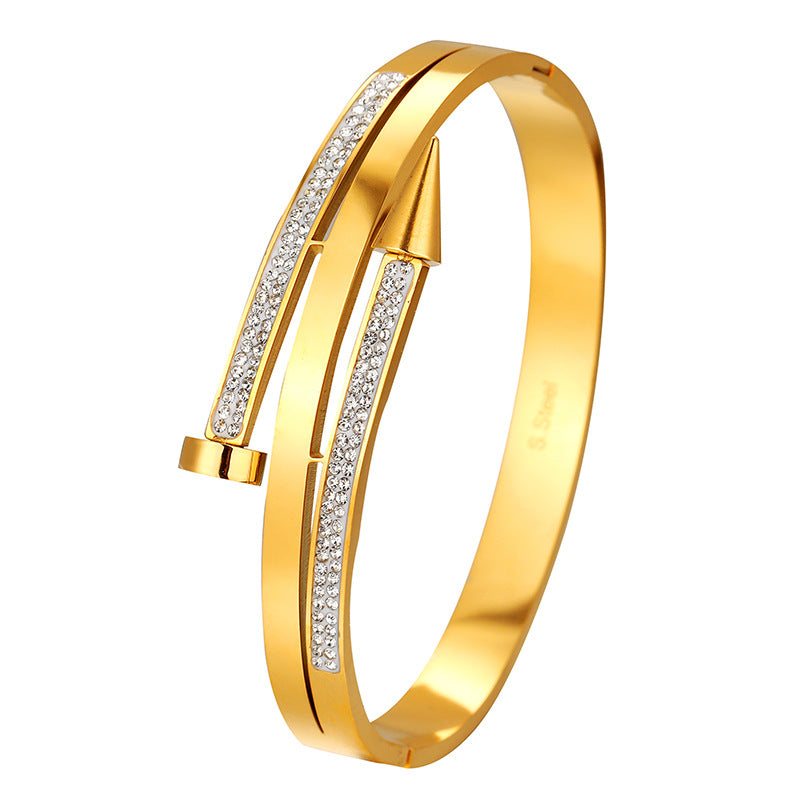 Stainless Steel Nail Rhinestone Bracelet