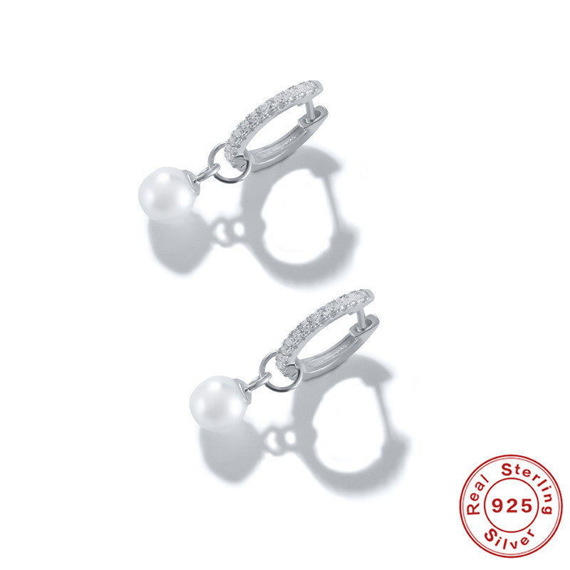 Sterling Silver Pearl Grace High-grade Thin Earrings