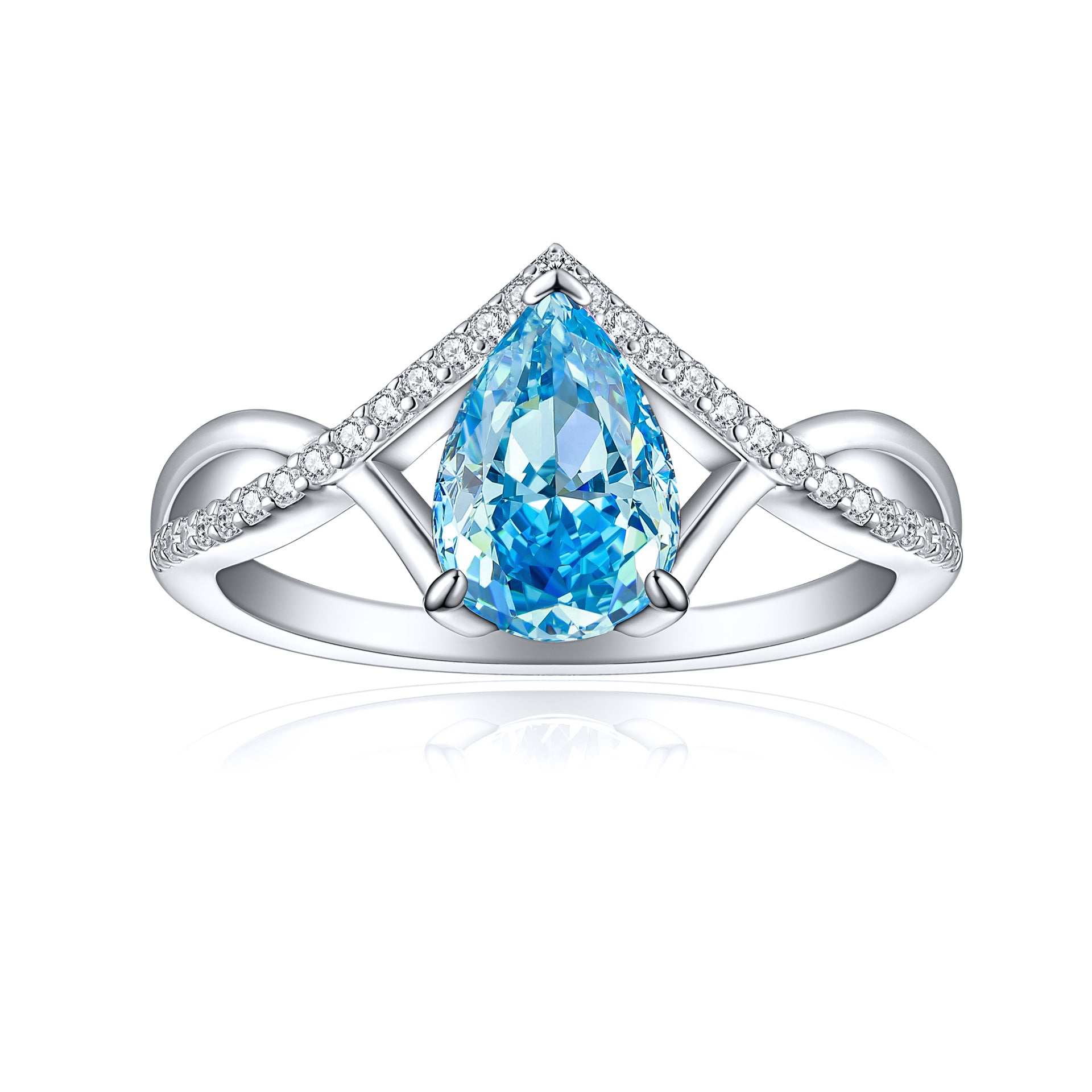 S925 Sterling Silver Inlaid High Carbon Rhinestone Ring Women