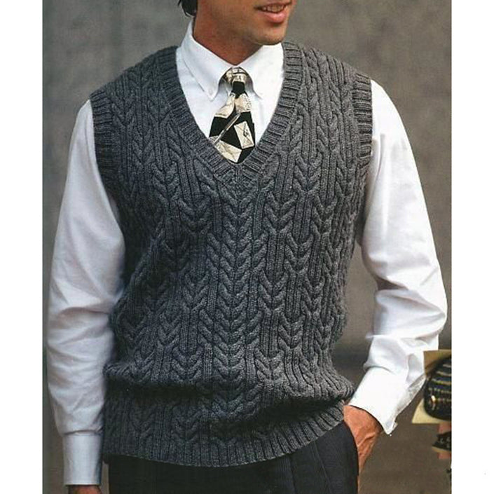 Knitted Vest V-neck Sweater Solid Color Casual