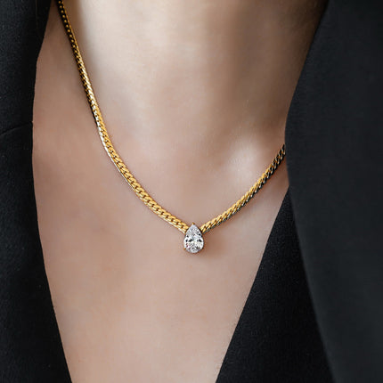 Water Drop Zircon Snake Bone Necklace Clavicle Chain