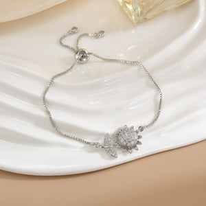 Simple Rotatable Flower Color-preserving Pure Copper Gold-plated Bracelet