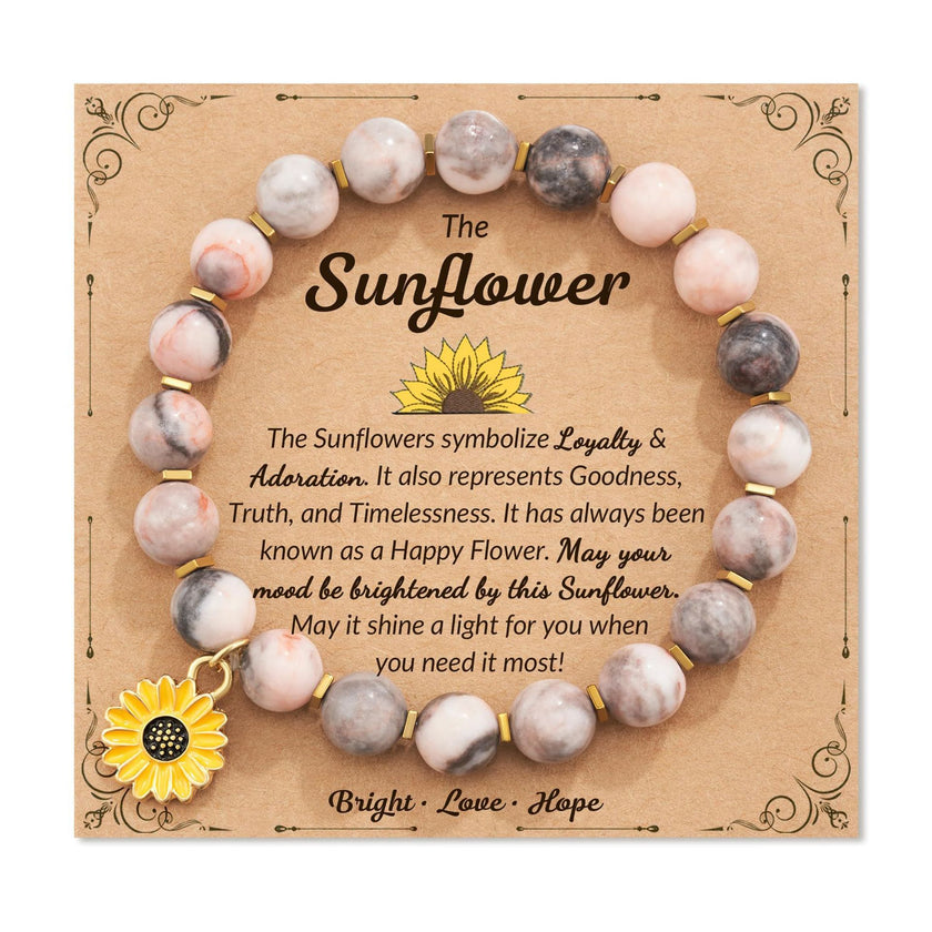 Zebra Sunflower Bracelet Natural Stone Bracelet