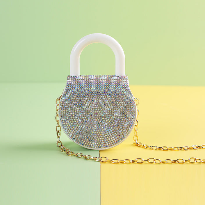 Handle Advanced Small Round Bag Simple With Diamond