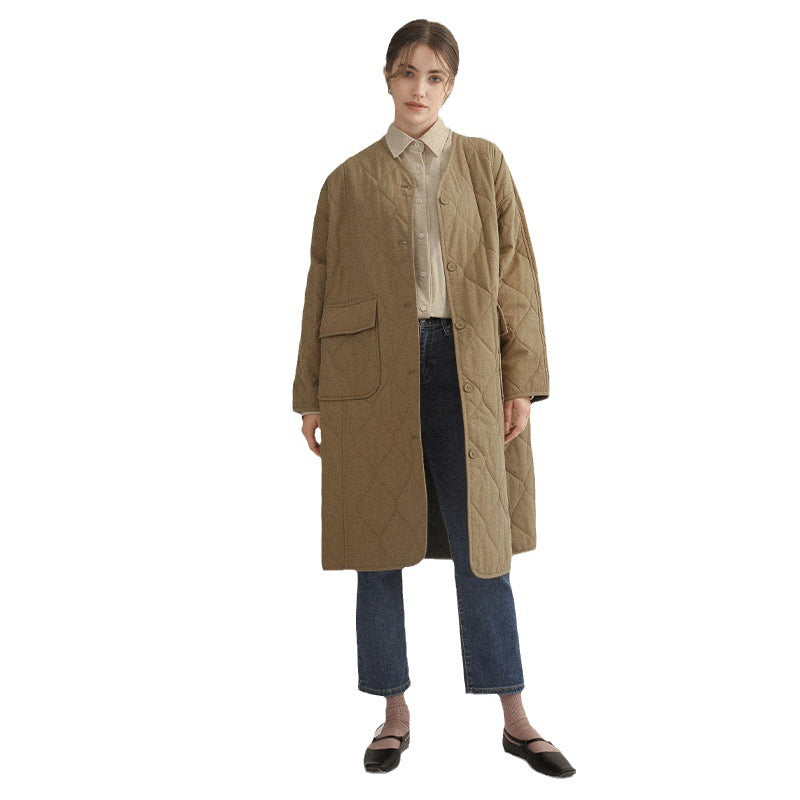 New Autumn And Winter Robe Cotton Coat Three-layer Quilted Chic Long Thick Cardigan