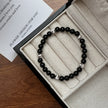 S925 Sterling Silver Black Agate Cat's Eye Bracelet