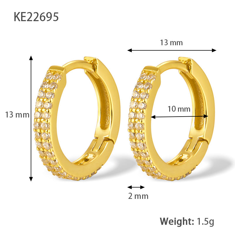 Women's Simple Graceful Big Circle Fine Zircon-embedded Earrings