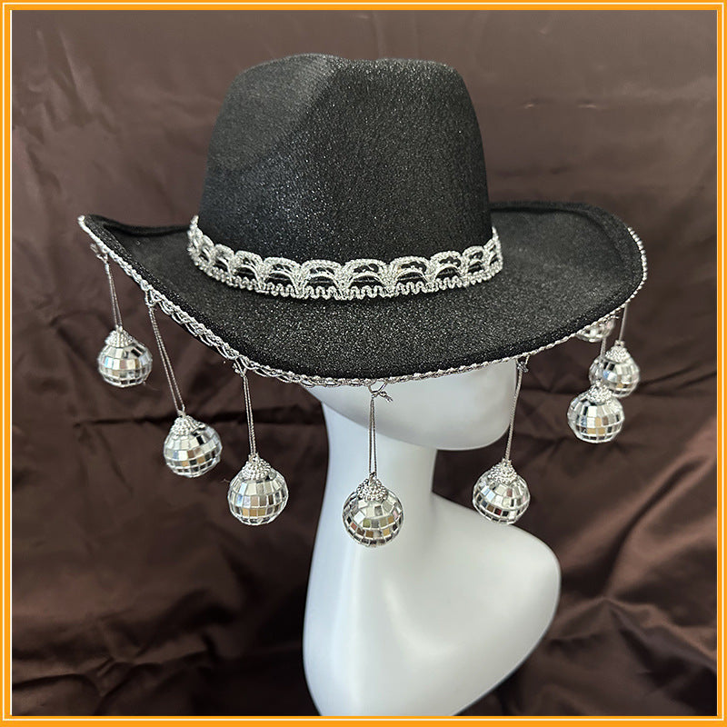 Gold Powder Ball Carnival Party Nightclub Cowboy Hat Halloween Costume
