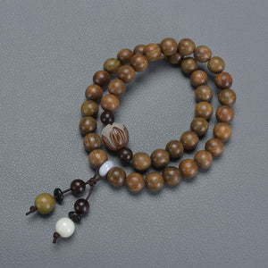 Natural Green Sandalwood Bamboo Double Ring DIY Bracelet