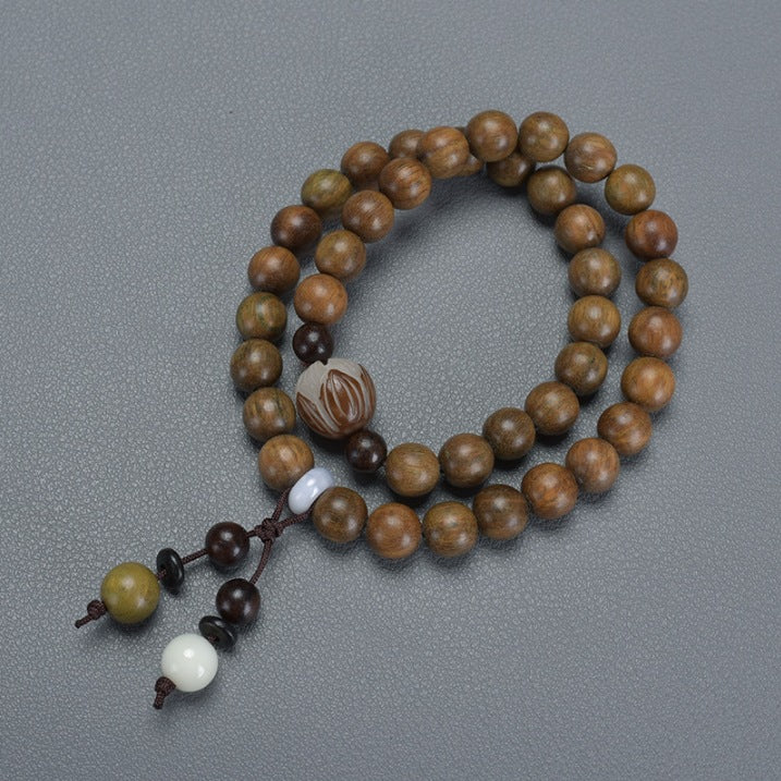 Natural Green Sandalwood Bamboo Double Ring DIY Bracelet