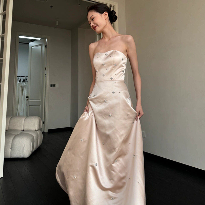 New Satin French Simplicity Fashion Trip Shoot Niche Trip Shoot Trendy Wedding Dress
