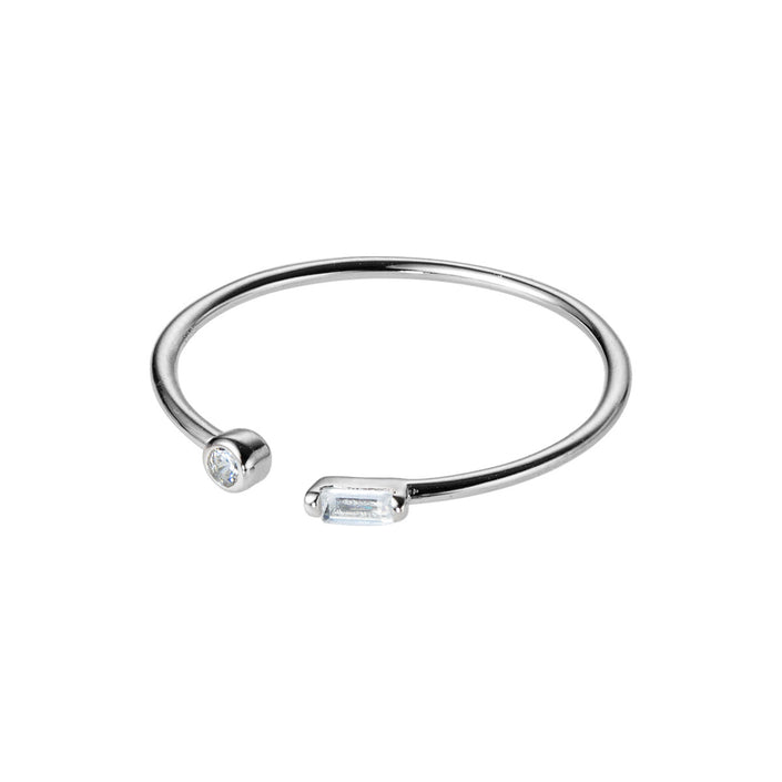 S925 Silver Small Lady Square Diamond Open Ring For Women