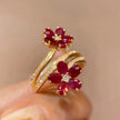 Retro Exquisite High-grade Flower Ruby Ring For Women