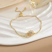 Simple Rotatable Flower Color-preserving Pure Copper Gold-plated Bracelet