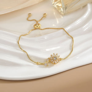 Simple Rotatable Flower Color-preserving Pure Copper Gold-plated Bracelet