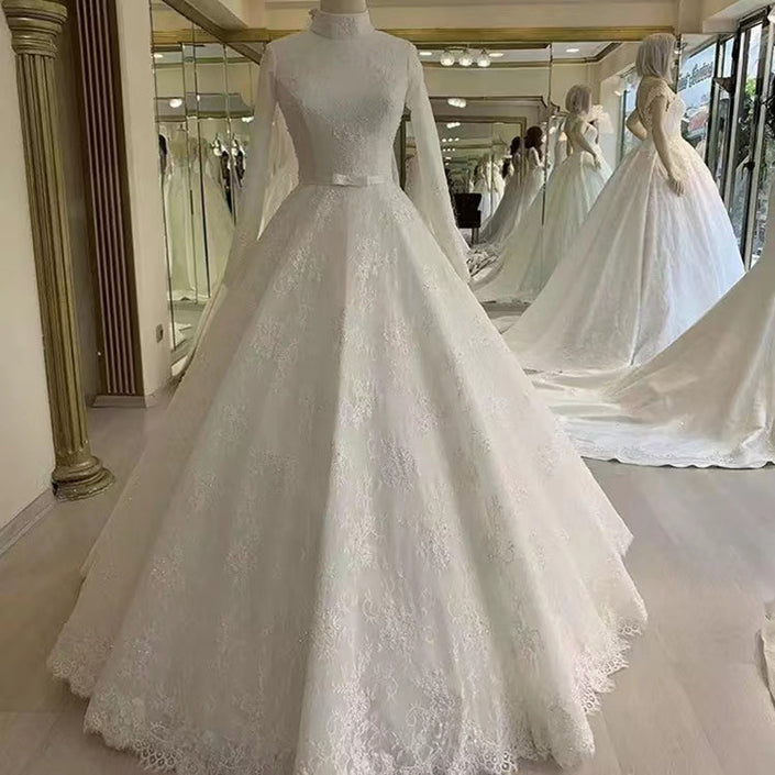 Women's Fashion Lace Muslim Wedding Dress