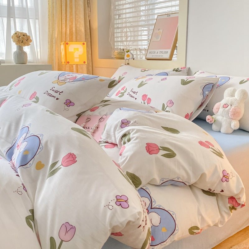 Washed Cotton Four-piece Bedding Set Student Dormitory