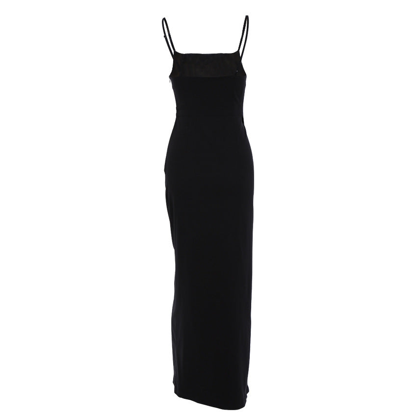 Square Collar Sleeveless Suspender Skirt Slim Fit Long Dress Slimming Women