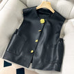 Design Black Sleeveless Cardigan Top Women
