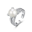 S925 Crown Pearl Ring Fashion Ins Opening Adjustable