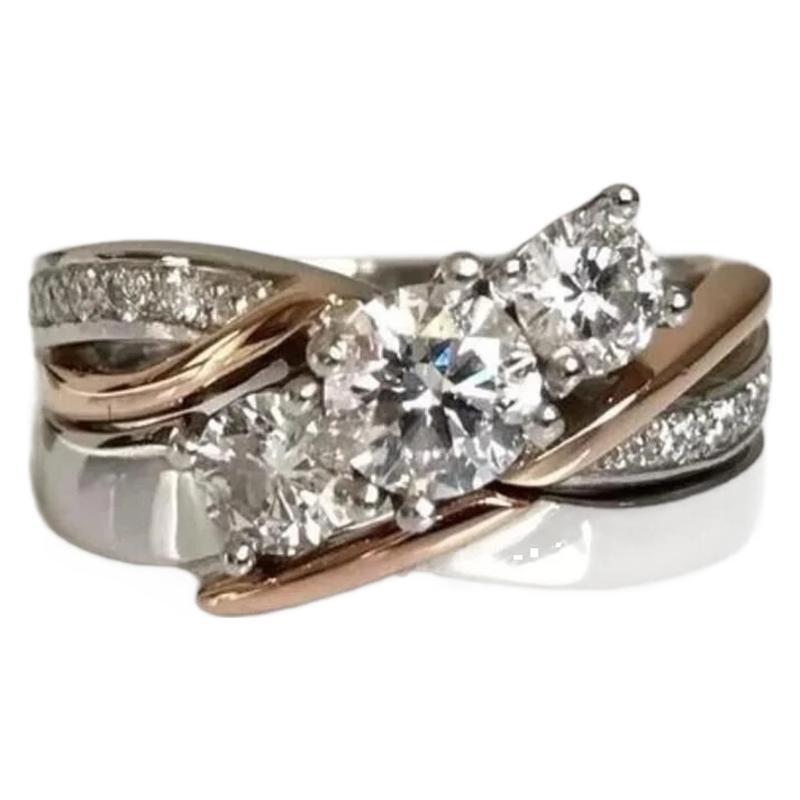 Creative Female Zircon Color Separation Ring