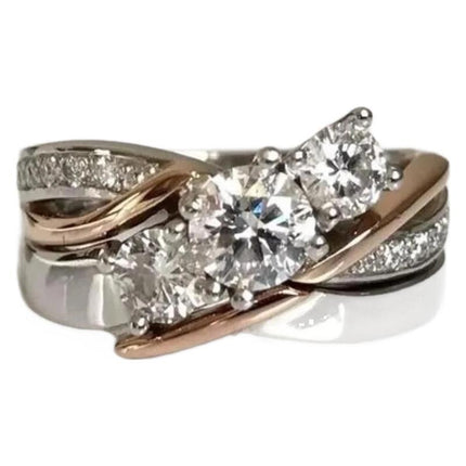 Creative Female Zircon Color Separation Ring