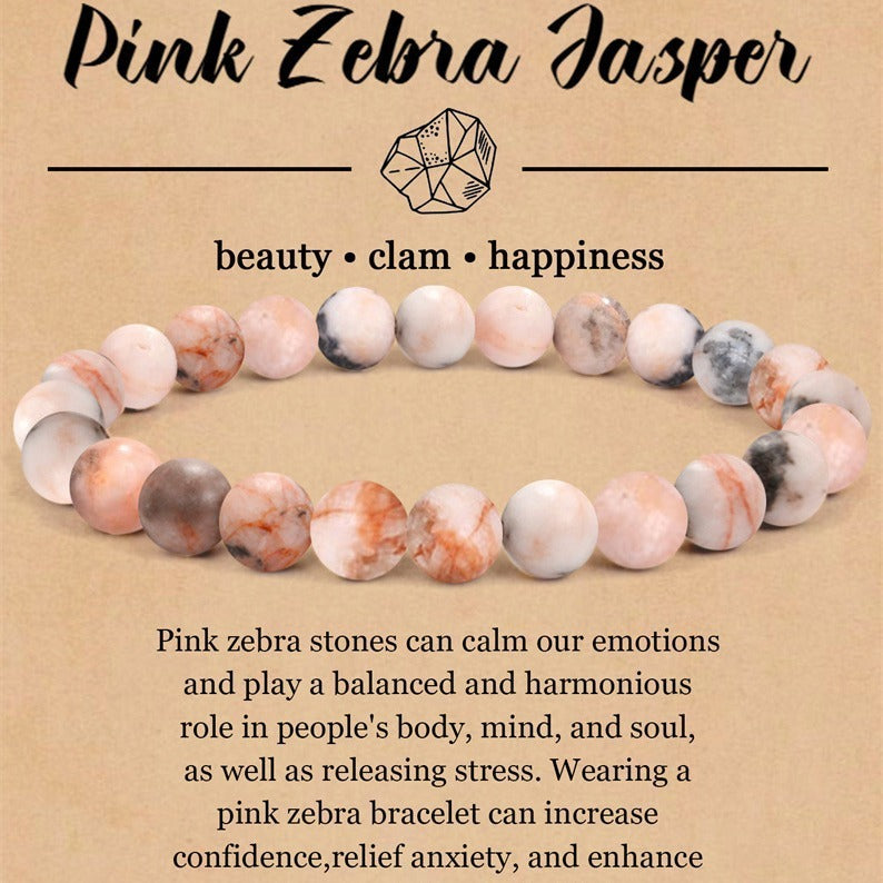 8mm Natural Stone Elastic Beaded Bracelet