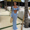 Beach Holiday Dress See-through Backless Knitted Blouse