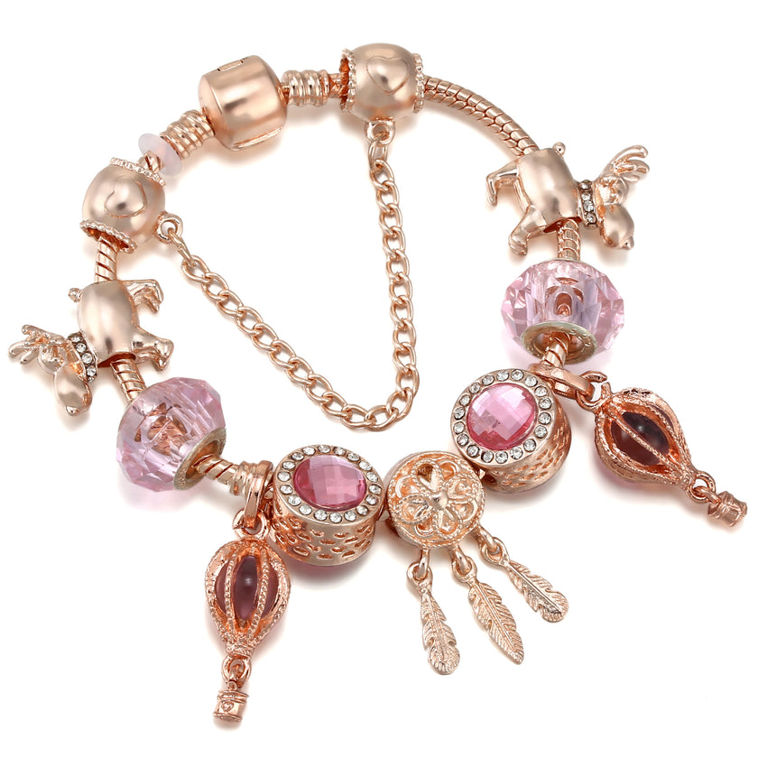 Rose Gold Tassel Mengnet Charm Women's Bracelet