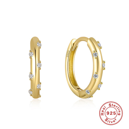 S925 Sterling Silver Personalized Diamond Color Classic Basic Ear Ring