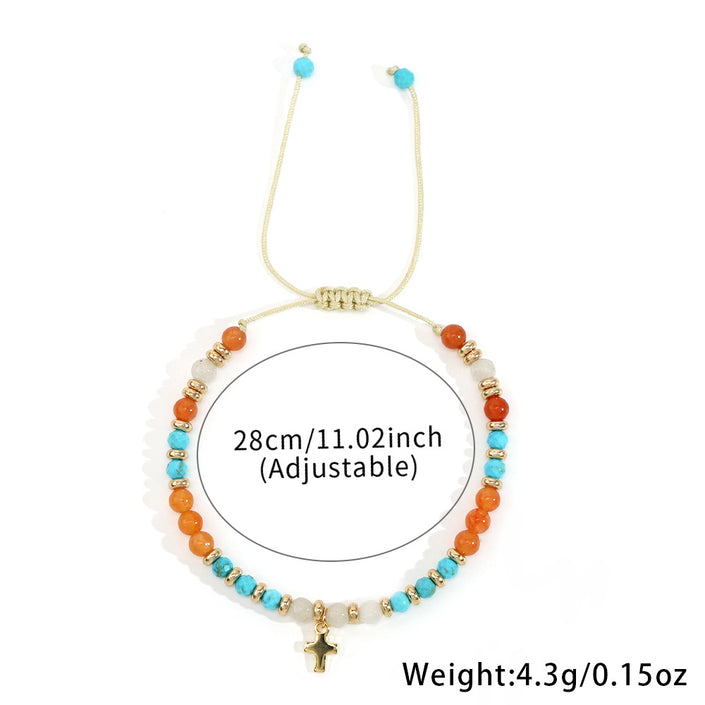 Women's Hand-woven Cross Natural Semi-precious Stone Bracelet