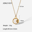 Stainless Steel White Shell Moon Necklace Gold-plated Round